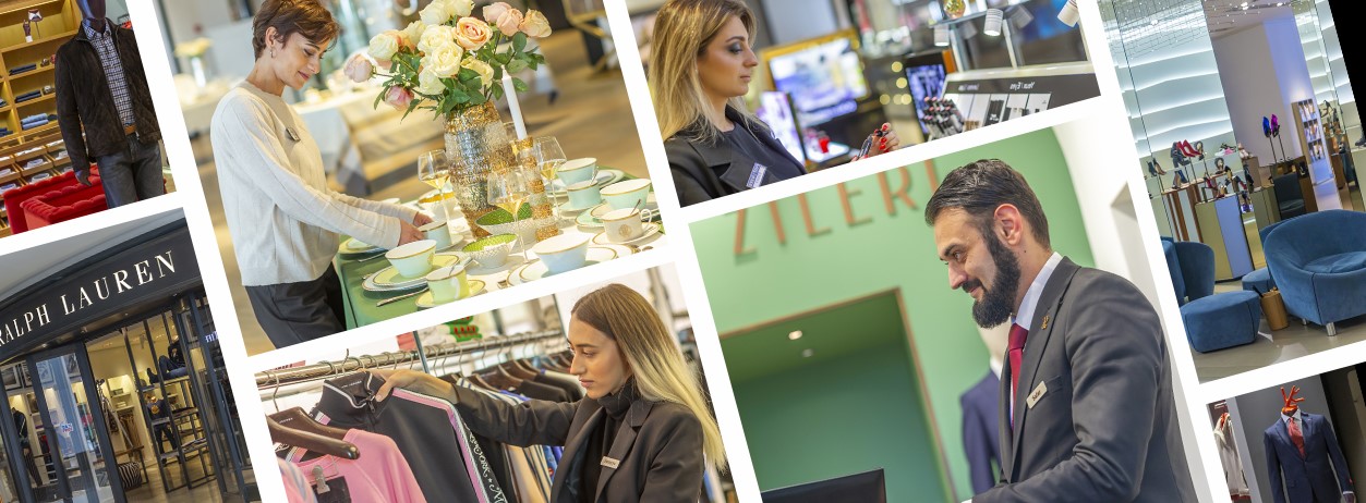 A collage of Sinteks boutiques, fashion, beauty, homeware and retail teams